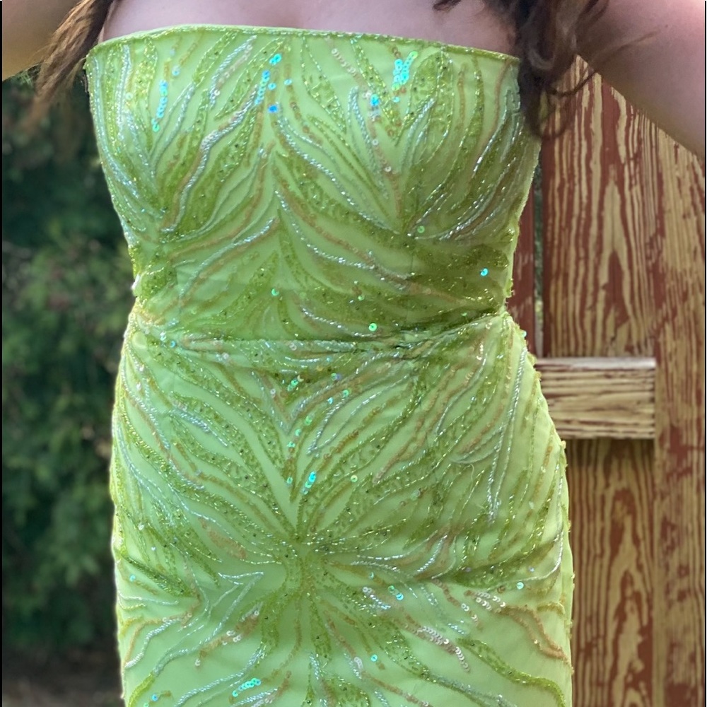Sparkly Lime Green Prom Dress CORSET BACK